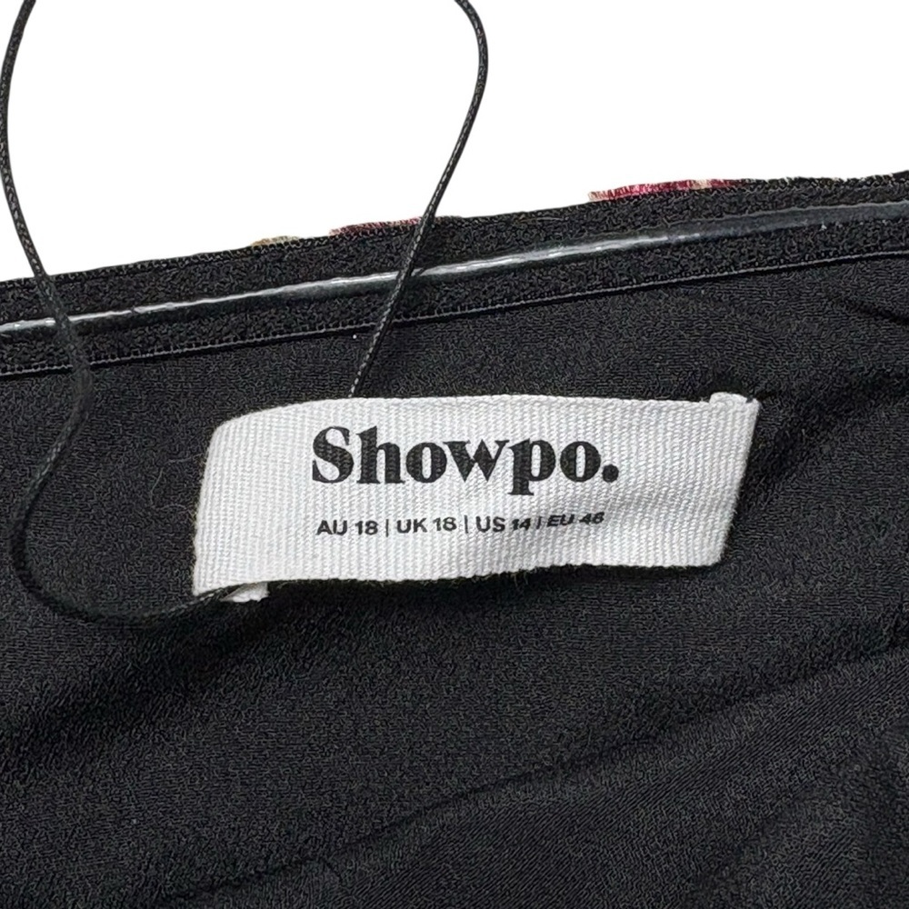 NWT SHOWPO Jessell Flocked Velvet Midi Dress US Size 14 Strapless Black Floral - Picture 10 of 13